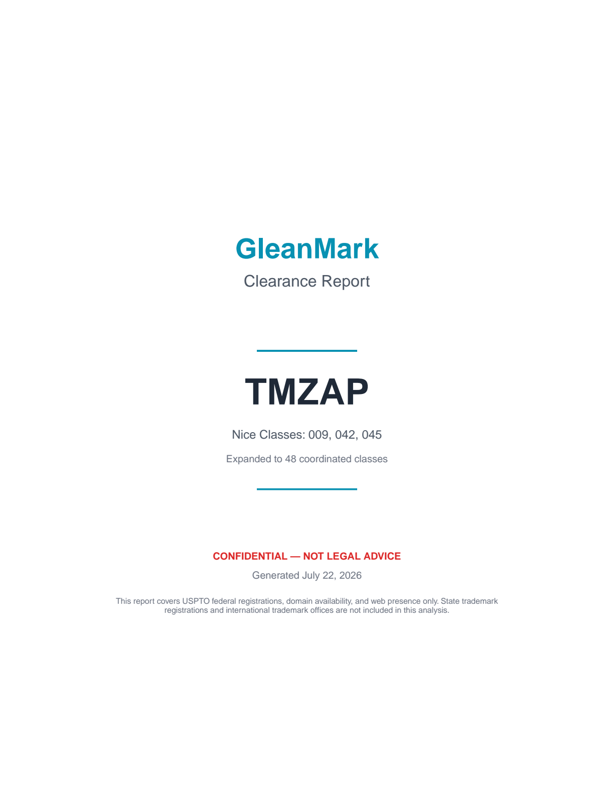 TMZAP clearance report — cover page